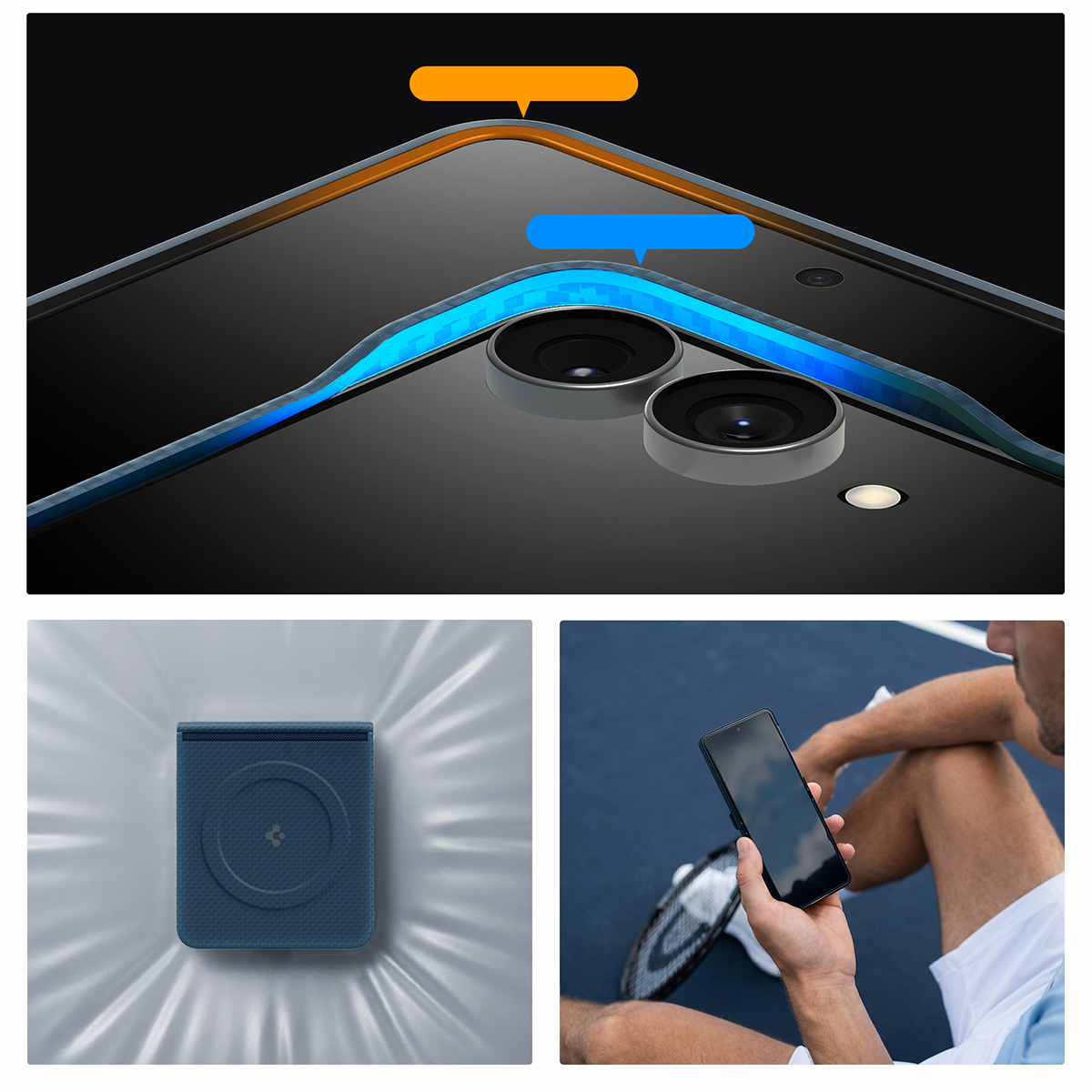 Etui Spigen Air Skin Aramid Mag do Galaxy Z Flip8, granatowe