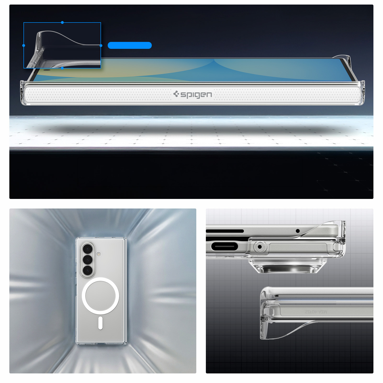 Etui Spigen Air Skin Zero Mag Fit do Galaxy Z Fold8, przezroczysto-białe