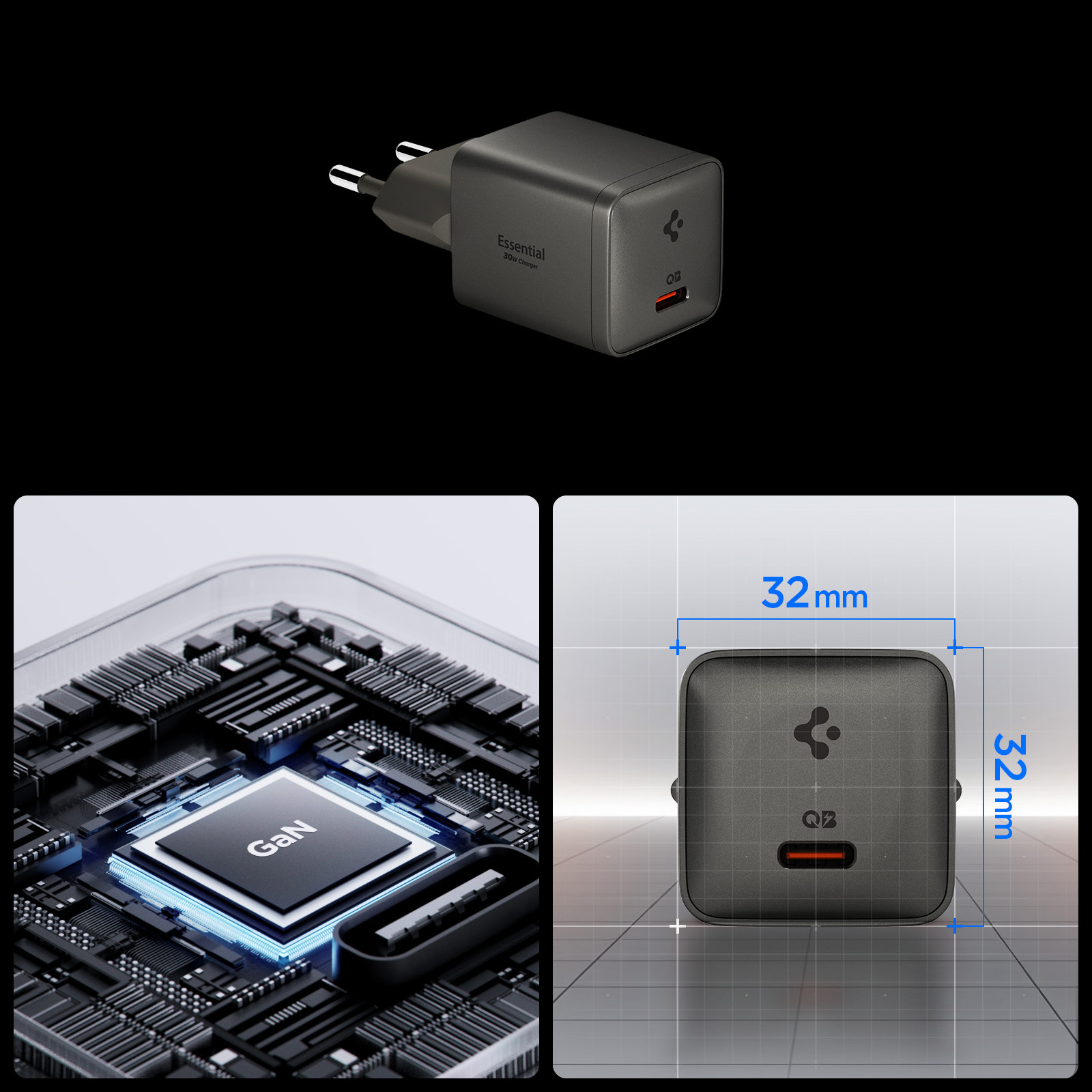 Ładowarka sieciowa Spigen Essential Charger EE301EU 30W USB-C PD, szara
