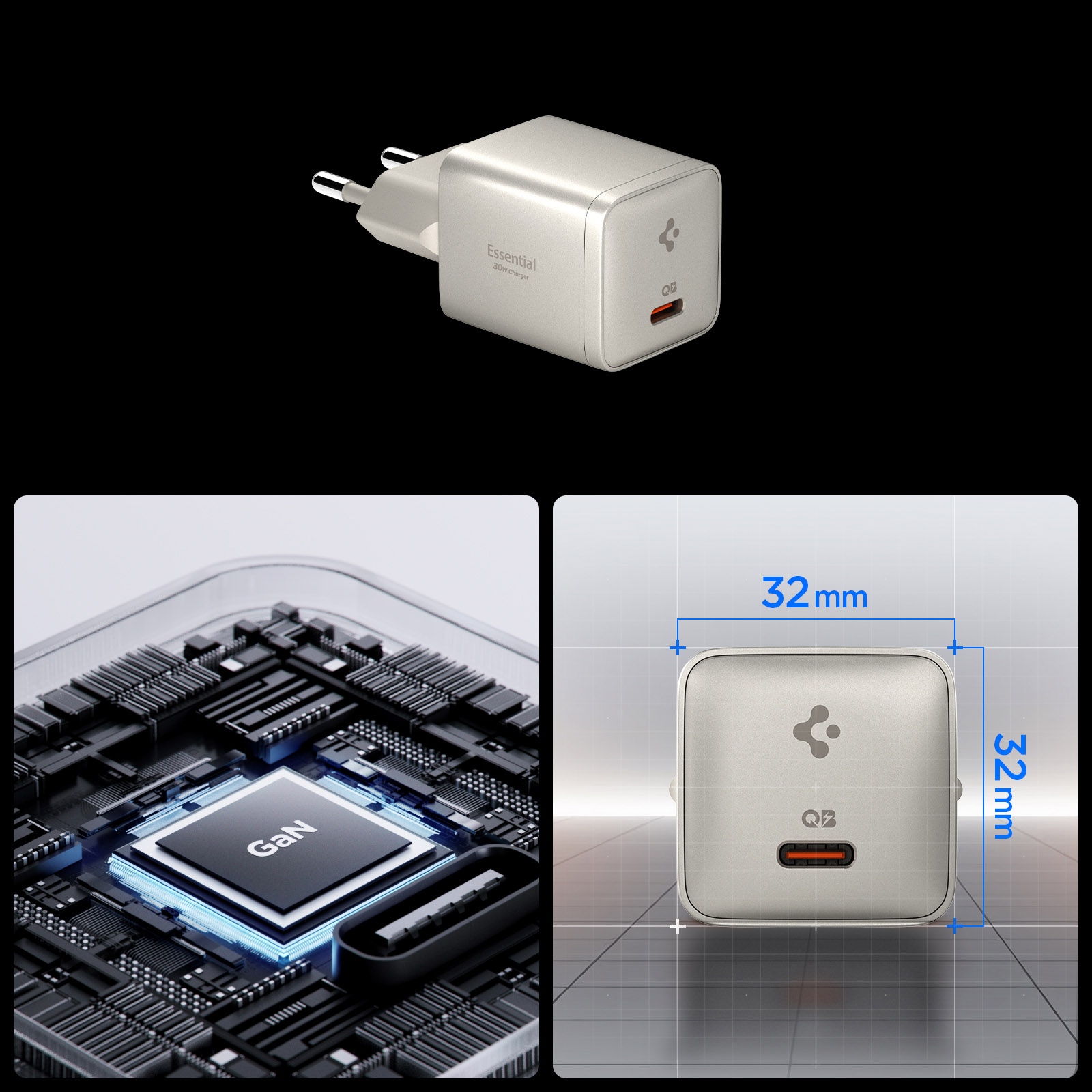 Ładowarka sieciowa Spigen Essential Charger EE301EU 30W USB-C PD, beżowa