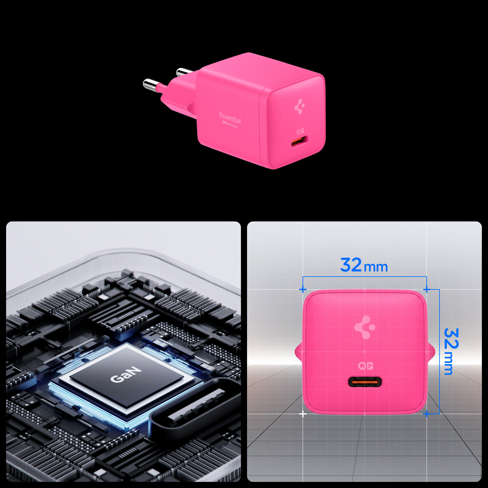 Ładowarka sieciowa Spigen Essential Charger EE301EU 30W USB-C PD, różowa