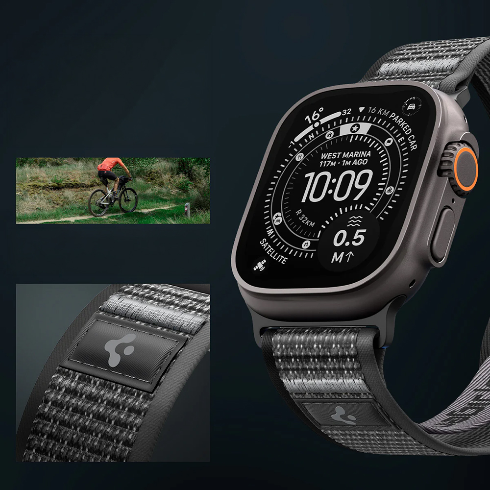 Spigen Athlex Air 2, pasek trwały wzmocniony przewiewny stylowy ergonomiczny, czarno-szary