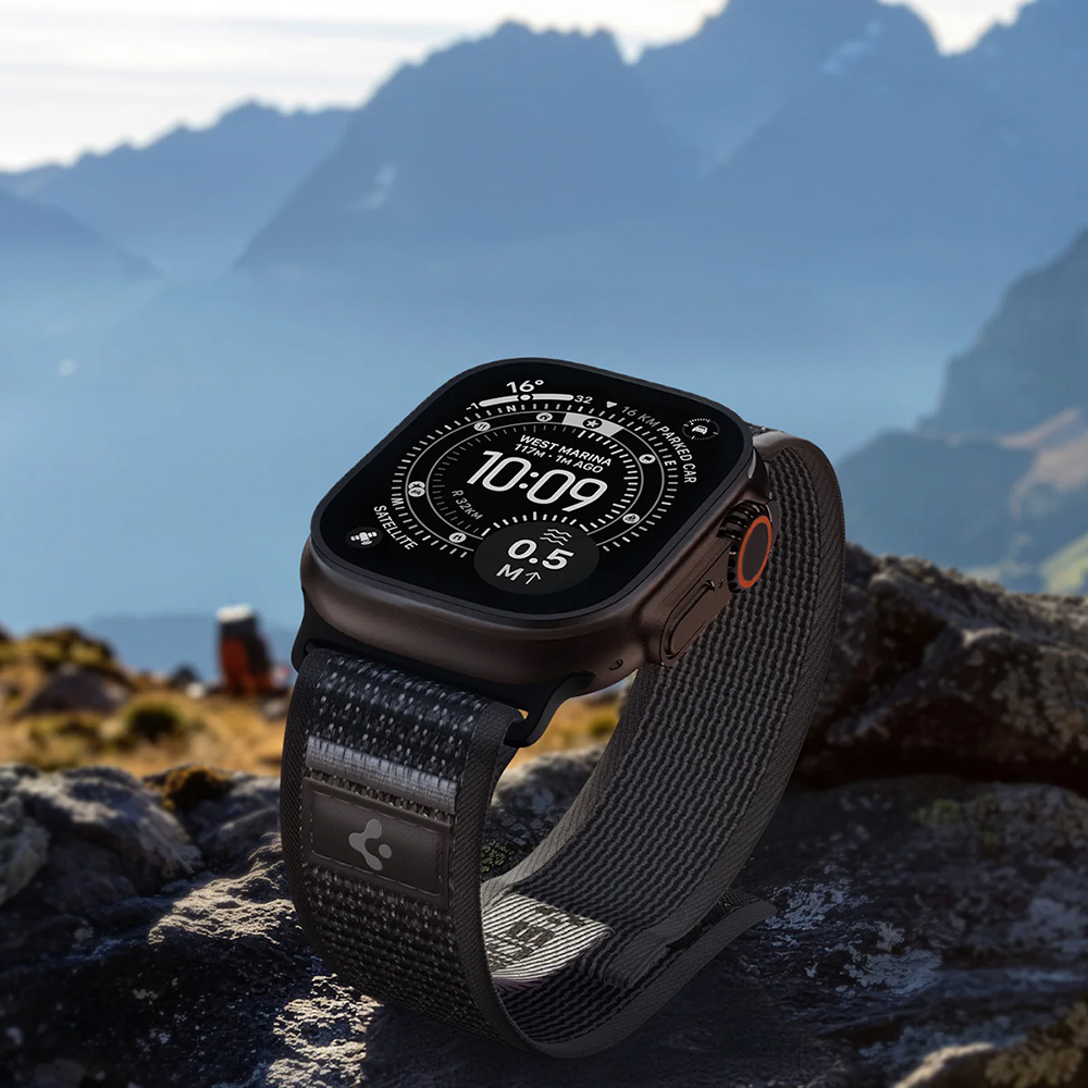 Spigen Athlex Air 2, pasek lekki komfortowy przewiewny ergonomiczny uniwersalny, czarno-szary