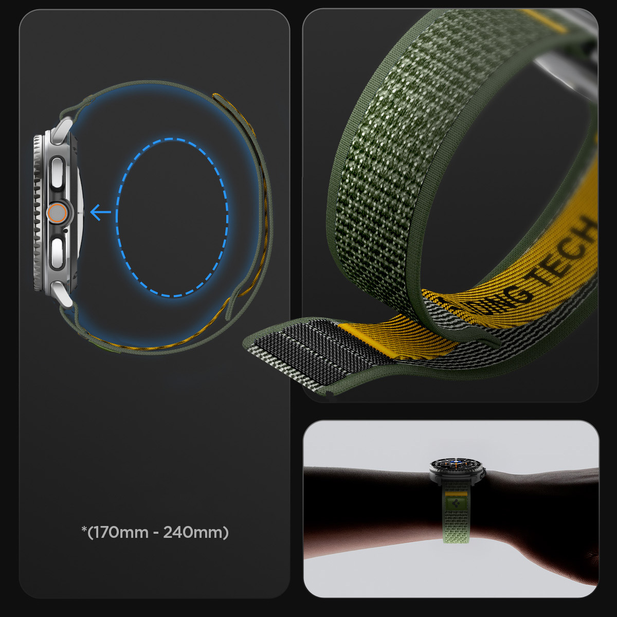 Pasek Spigen Athlex Air do Galaxy Watch 8 / 8 Classic, zielony