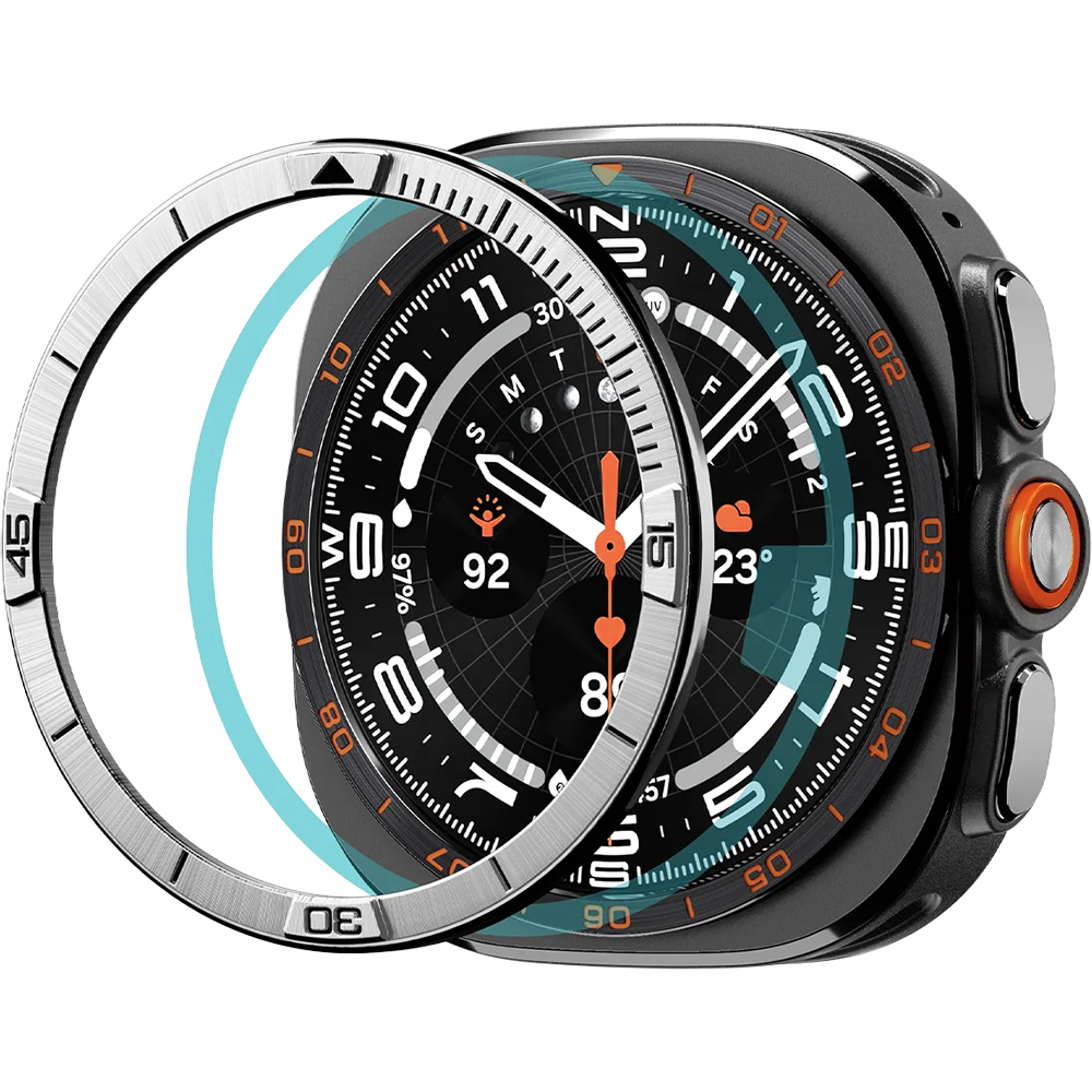 Spigen Bezel Tune, stylowa ochrona ekranu przed uszkodzeniami, wytrzymała, srebrny