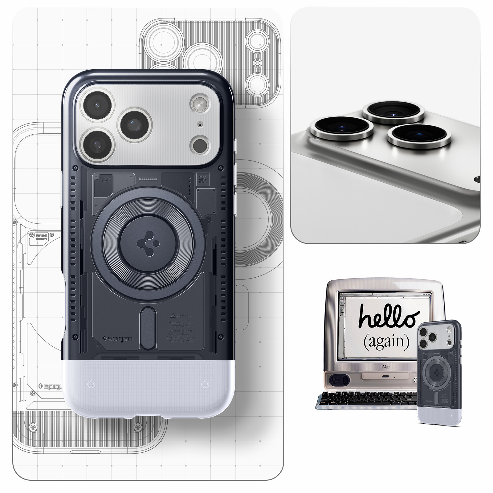 Oryginalne etui od marki Spigen z serii Classic C1 Mag z MagSafe dla iPhone 17 Pro, szare
