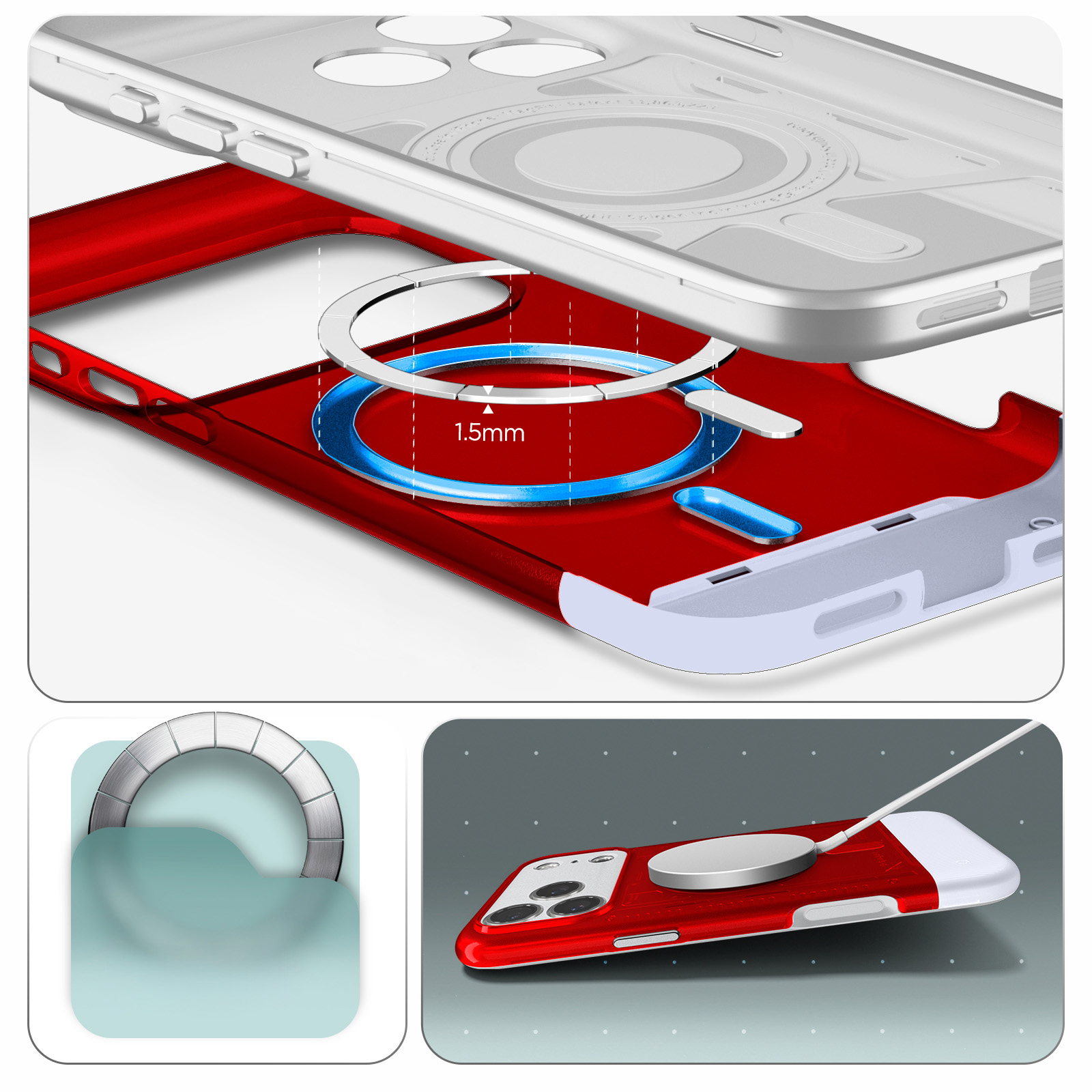 Oryginalne etui od marki Spigen z serii Classic C1 Mag z MagSafe dla iPhone 17 Pro Max, czerwone
