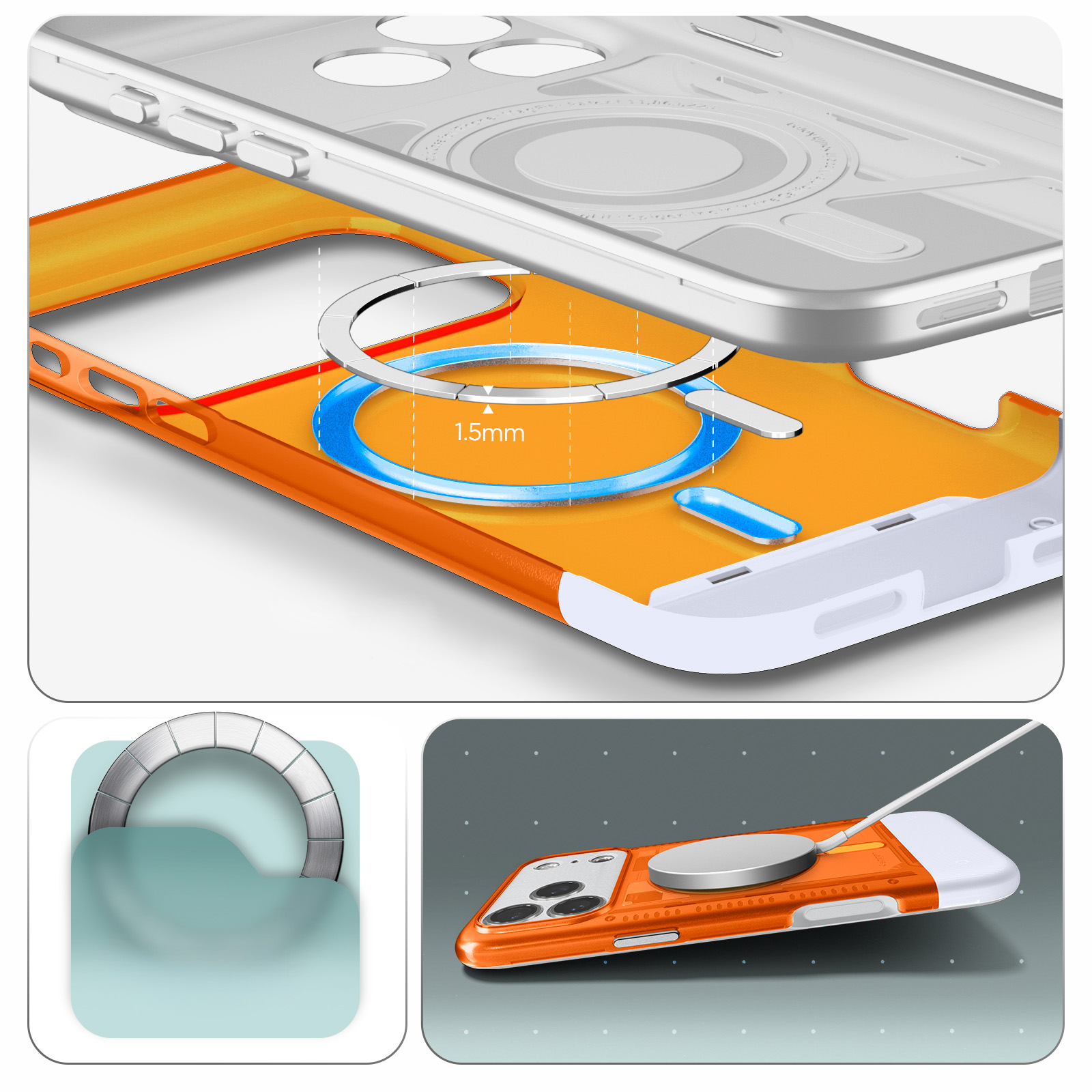 Oryginalne etui od marki Spigen z serii Classic C1 Mag z MagSafe dla iPhone 17 Pro Max, pomarańczowe