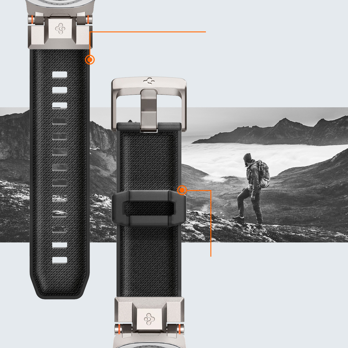Pasek Spigen DuraPro Armor Band do Galaxy Watch 8 / Classic, czarno-beżowy