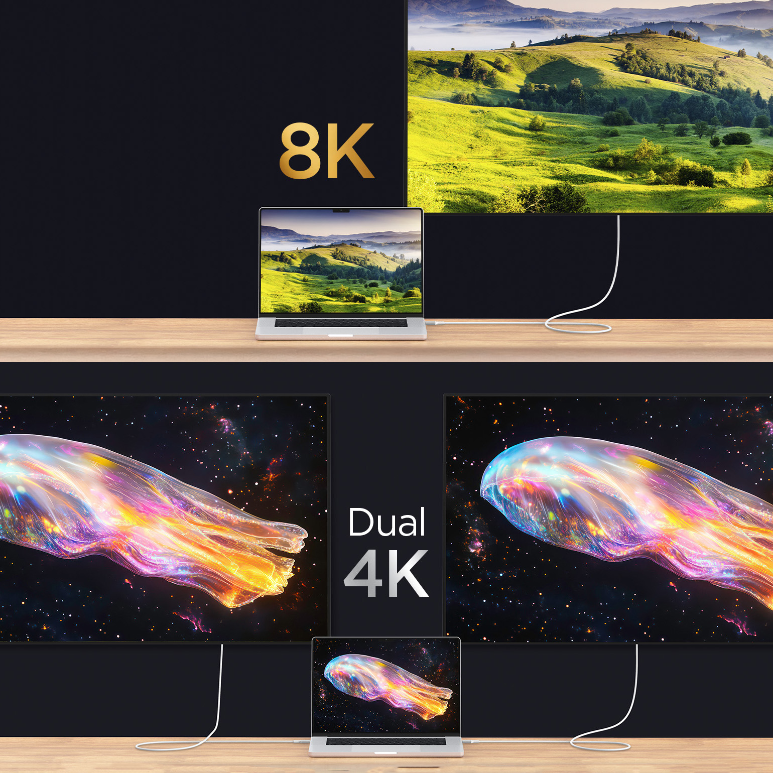 Kabel Thunderbolt USB-C Spigen Essential EB24015CC, 240W, 40 Gb/s, 8K/60Hz, 1.5 m, czarny