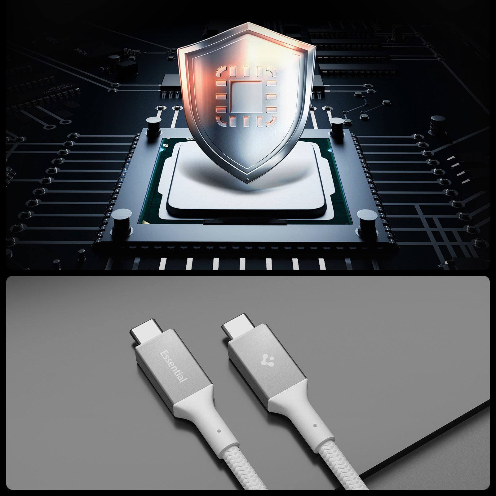 Kabel Thunderbolt USB-C Spigen Essential EB24015CC, 240W, 40 Gb/s, 8K/60Hz, 1.5 m, biały