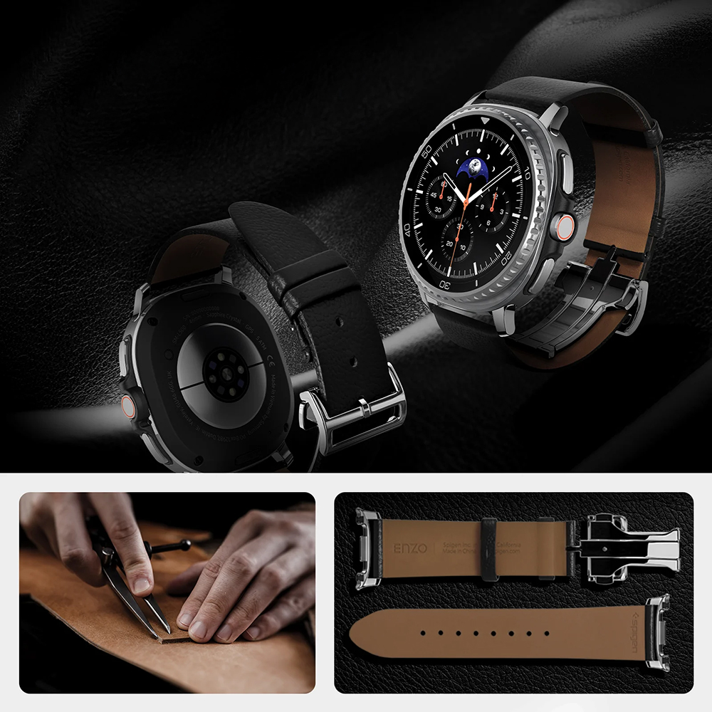 Spigen Enzo, stylowy pasek do smartwatch trwały subtelny naturalny, czarny