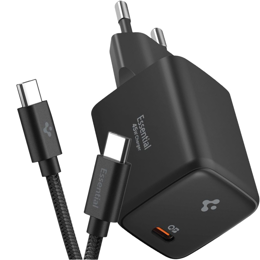 Spigen Essential EE451EU, przewód USB-C szybie ładowanie nowoczesny design, czarna