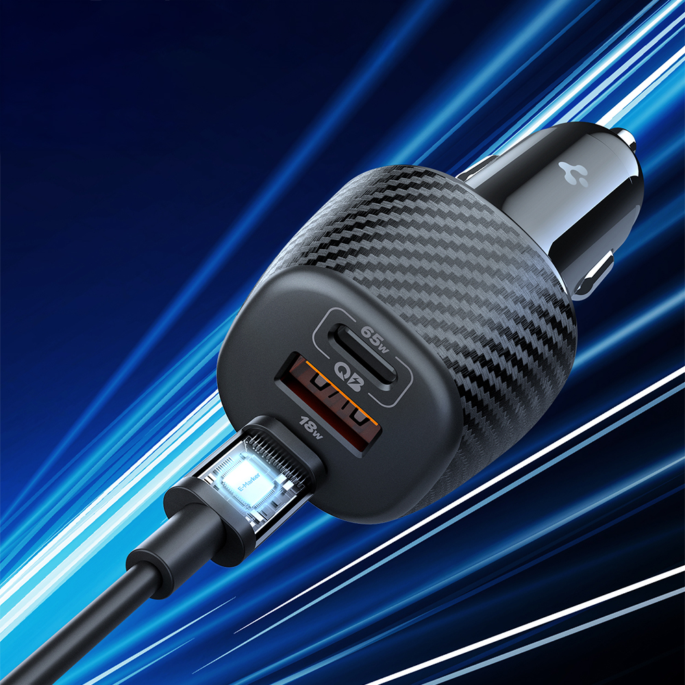 Spigen Essential Car Charger EV1133, technologia zabezpieczeń, bezpieczne ładowanie, czarna