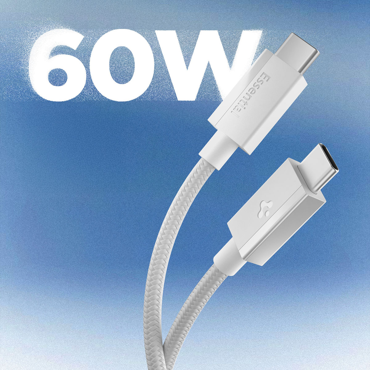 Kabel Spigen Essential EB6015CC DuraBend Braided USB-C do USB-C 60W o długości 1,5m, biały