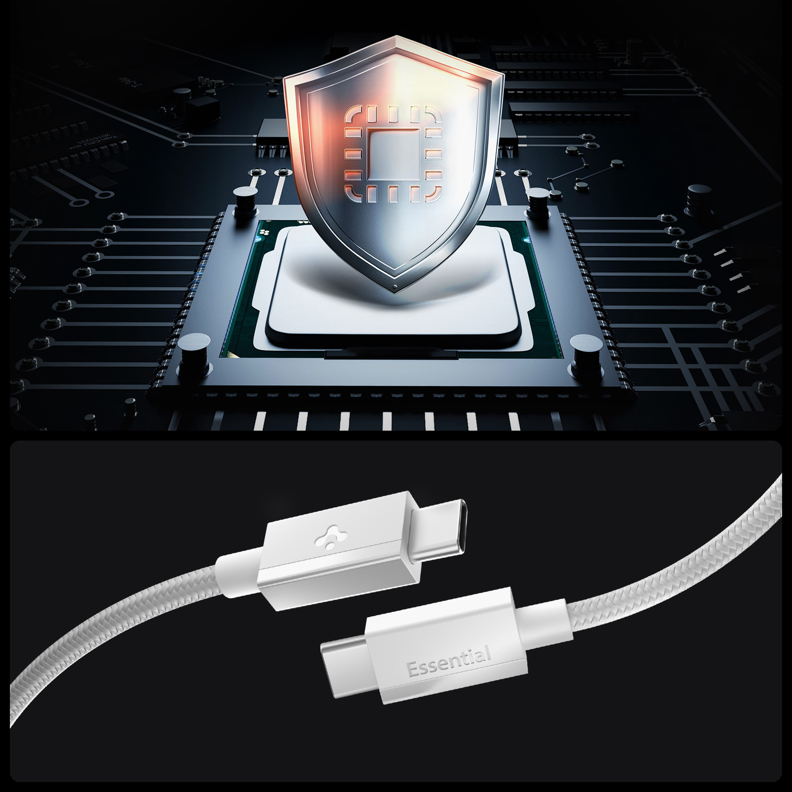 Kabel Spigen Essential EB6015CC DuraBend Braided USB-C do USB-C 60W o długości 1,5m, biały