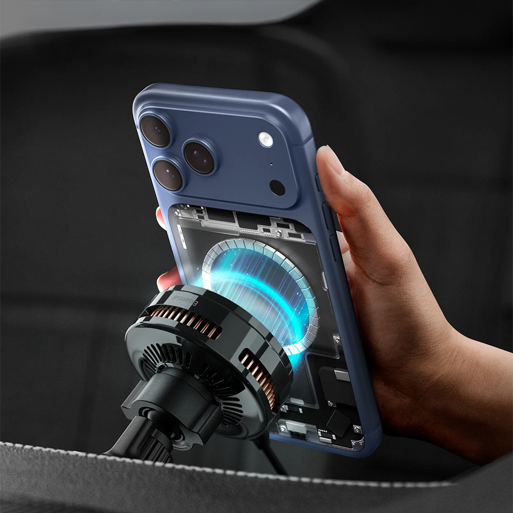 Spigen Essential Qi2.2 Hook Car Mount, silne magnesy N52, pewne mocowanie, bezpieczna, czarna