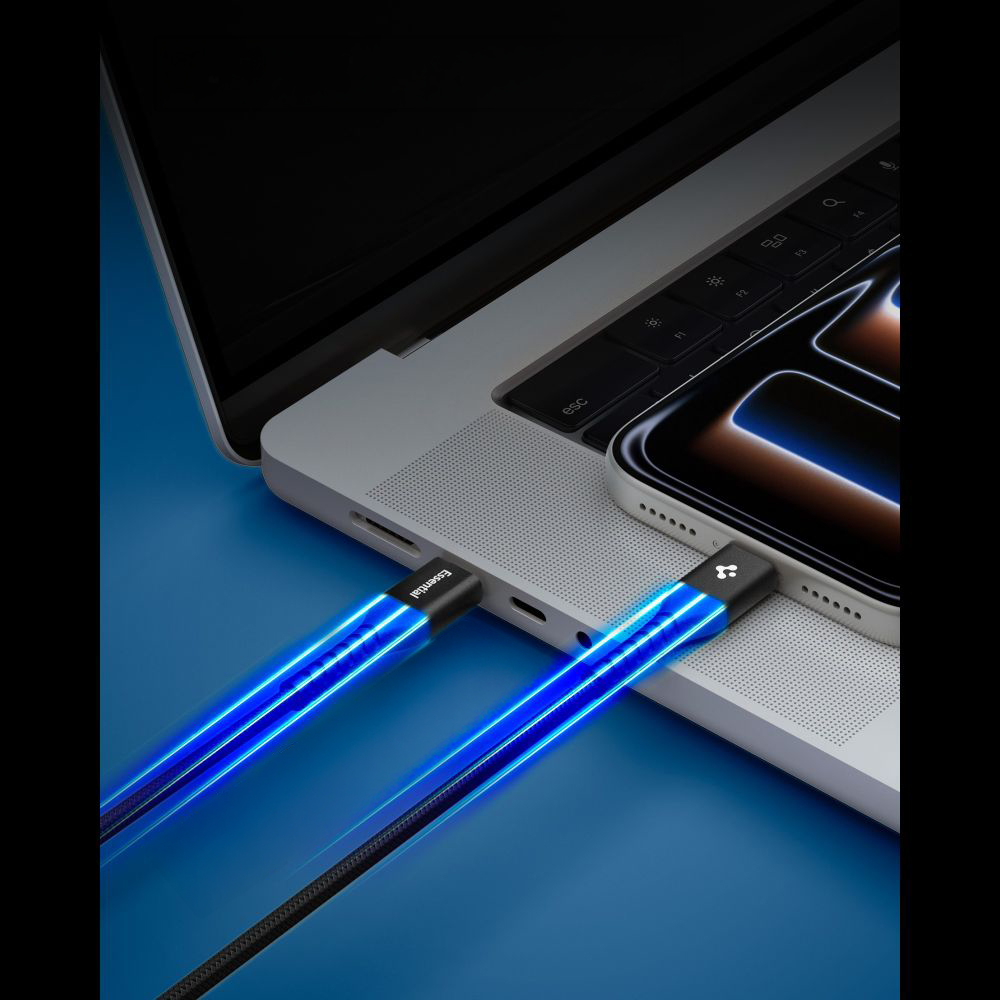 Spigen Essential ACA11102, elastyczny przewód z oplotem Dura Bend, trwały, czarny