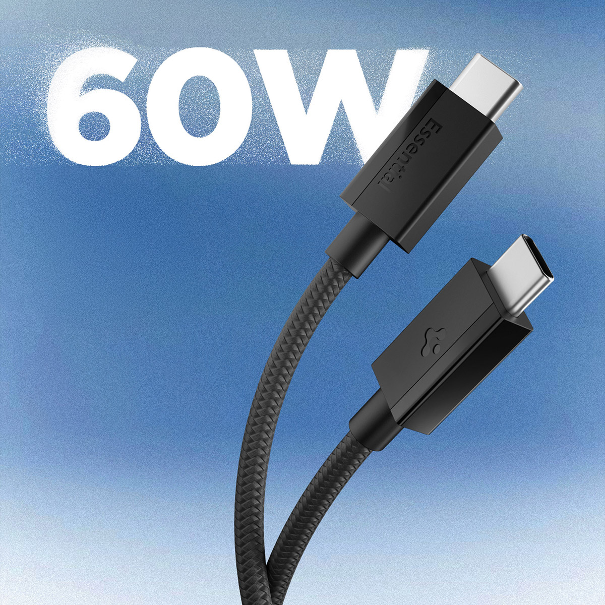 Kabel Spigen Essential EB6015CC DuraBend Braided USB-C do USB-C 60W o długości 1,5m, czarny