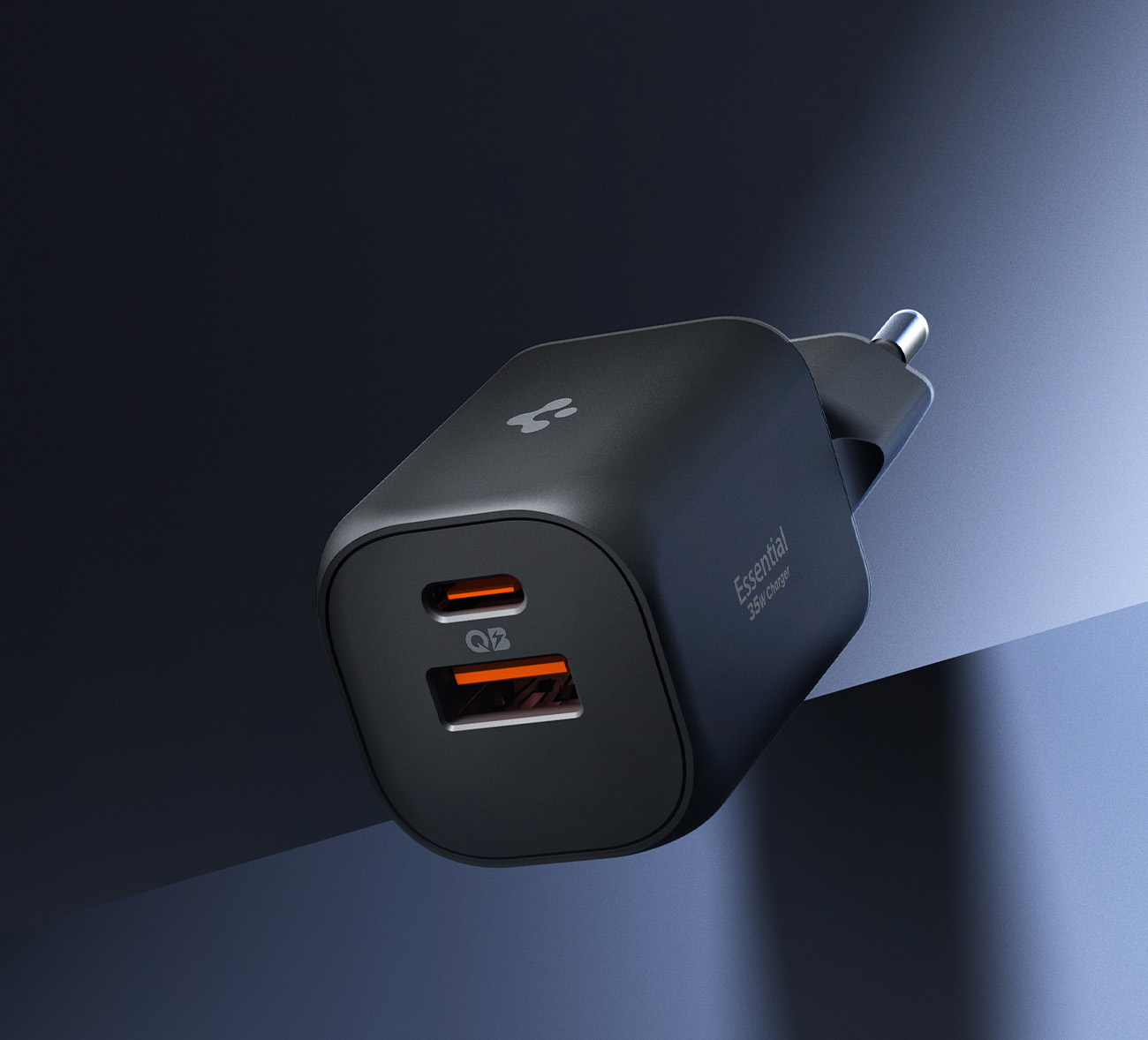 Ładowarka sieciowa Spigen Essential Wall Charger EE352EU GaN 35W z portami USB-C i USB-A, czarna