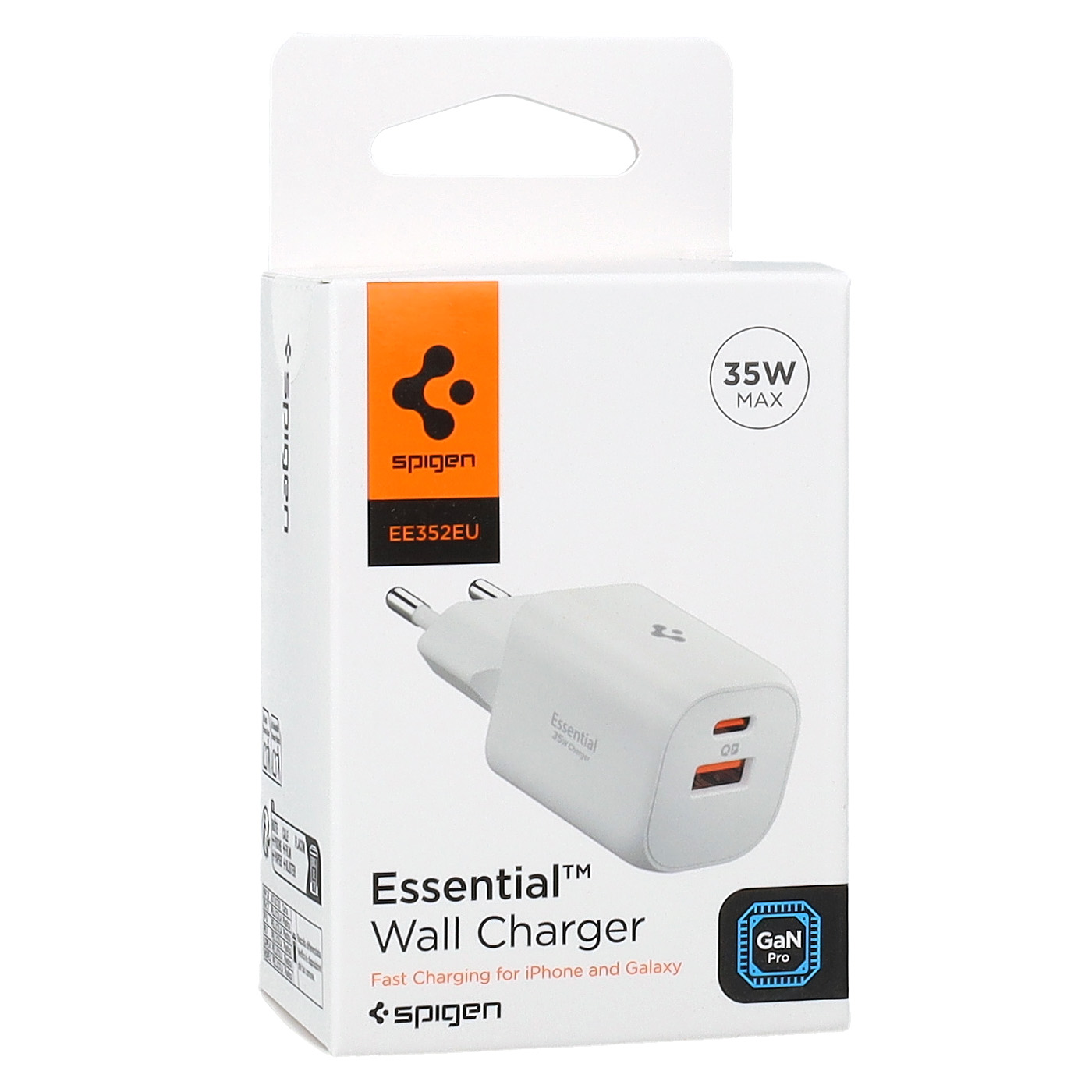 Ładowarka sieciowa Spigen Essential Wall Charger EE352EU GaN 35W z portami USB-C i USB-A, biała