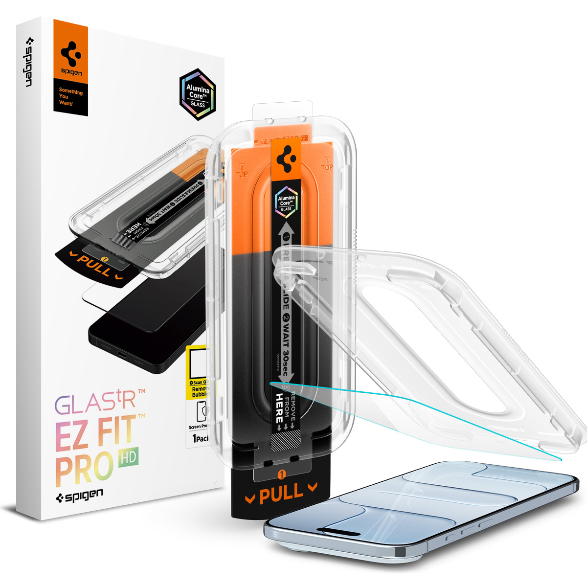 Szkło hartowane Spigen Glas.tR EZ Fit Pro 1-Pack z ramką aplikacyjną do iPhone Air