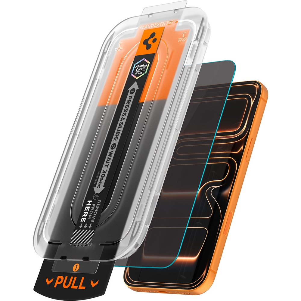 Szkło hartowane Spigen Glas.tR EZ Fit Pro Privacy 1-Pack z ramką aplikacyjną do iPhone 17 Pro / 17 / 16 Pro