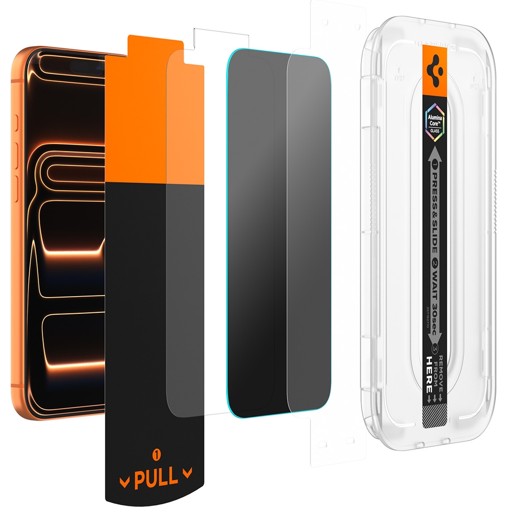Szkło hartowane Spigen Glas.tR EZ Fit Pro Privacy 1-Pack z ramką aplikacyjną do iPhone 17 Pro / 17 / 16 Pro