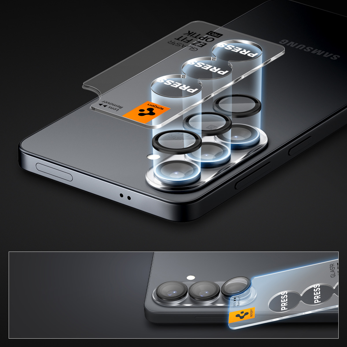 Szkło hartowane na aparat Spigen Glas.tR Ez Fit Optik Pro 2-Pack dla Galaxy S26 Plus, czarne