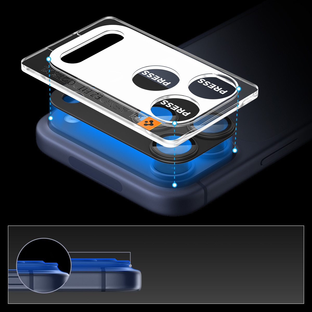 Szkło na aparat Spigen Glas.tR Ez Fit Optik Pro XL 1-Pack do iPhone 17 Pro Max, czarne