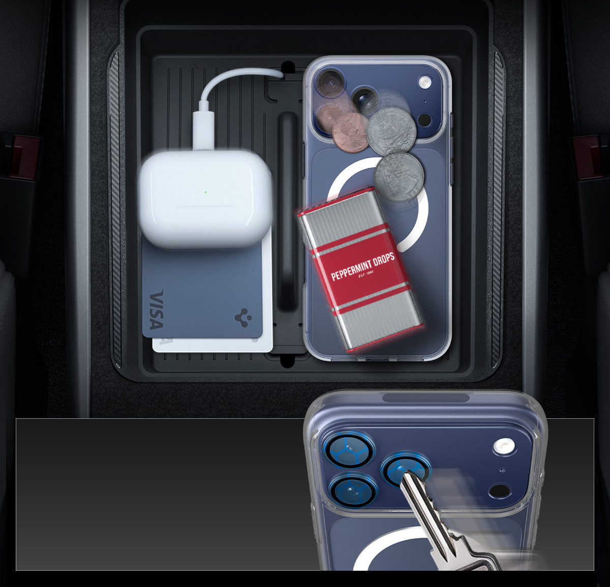 Szkło na aparat Spigen Glas.tR Ez Fit Optik Pro XL 1-Pack do iPhone 17 Pro Max, granatowe