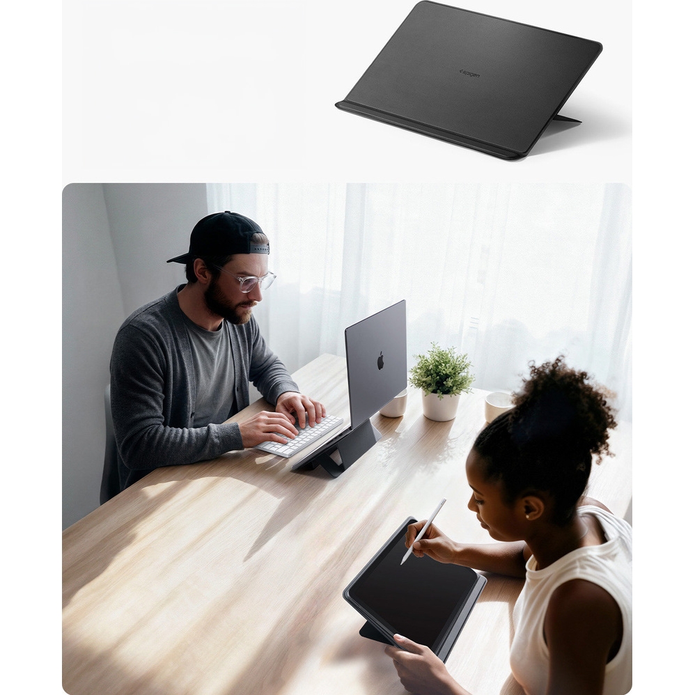 Ultra-slim podstawka pod laptopa Spigen Slim Fold LD201-S7 do pracy mobilnej, czarna