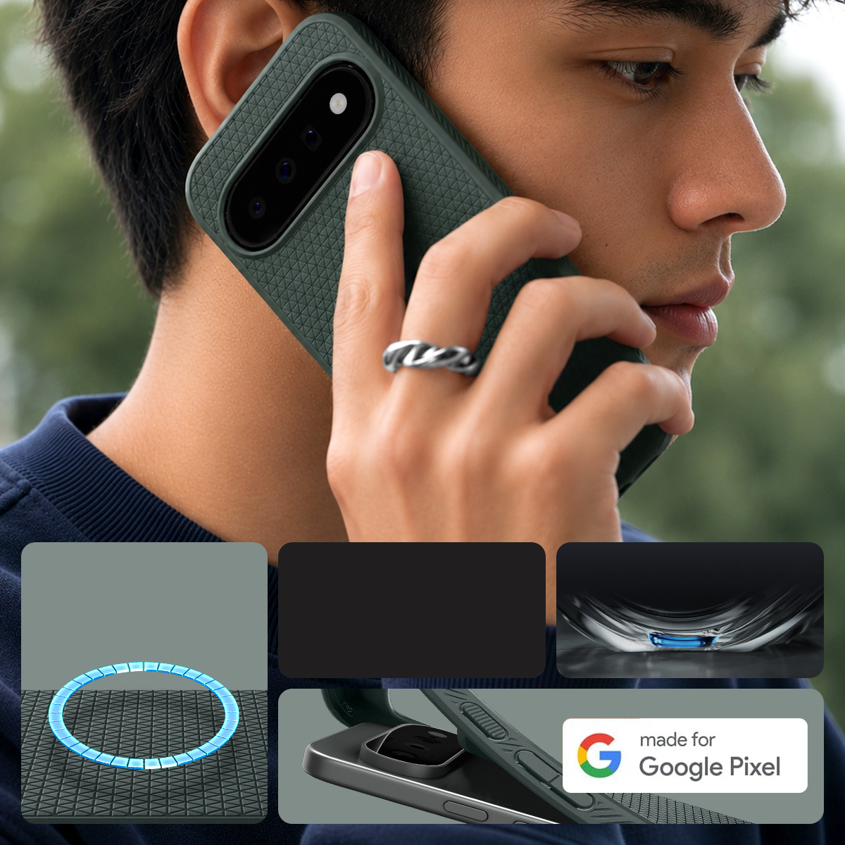 Etui Spigen Liquid Air Mag MagSafe do Google Pixel 11, zielone