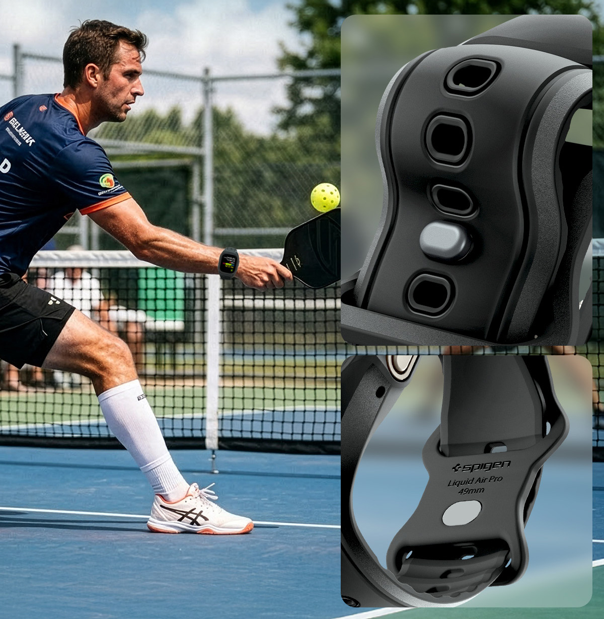 Oryginalne etui z paskiem + szkło hartowane od marki Spigen z serii Liquid Air Pro SP do Apple Watch Ultra 3 / 2 / 1 (49 mm), czarne