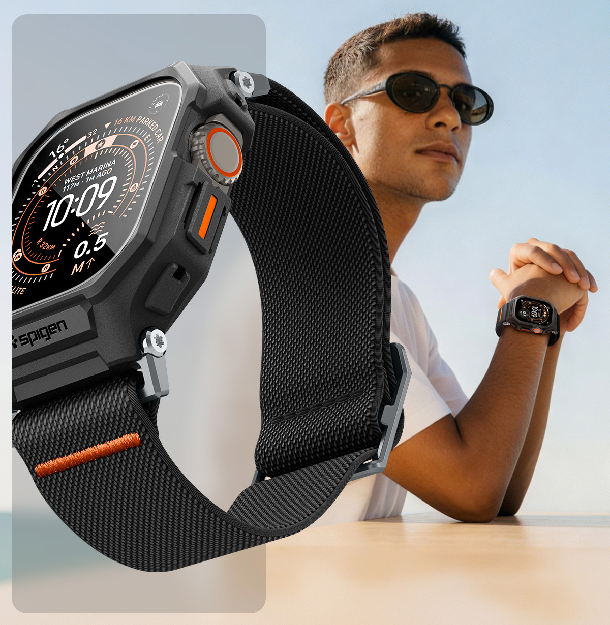 Etui z paskiem + szkło Spigen Lite Fit Pro SP do Apple Watch Ultra 3/2/1 49 mm, czarne