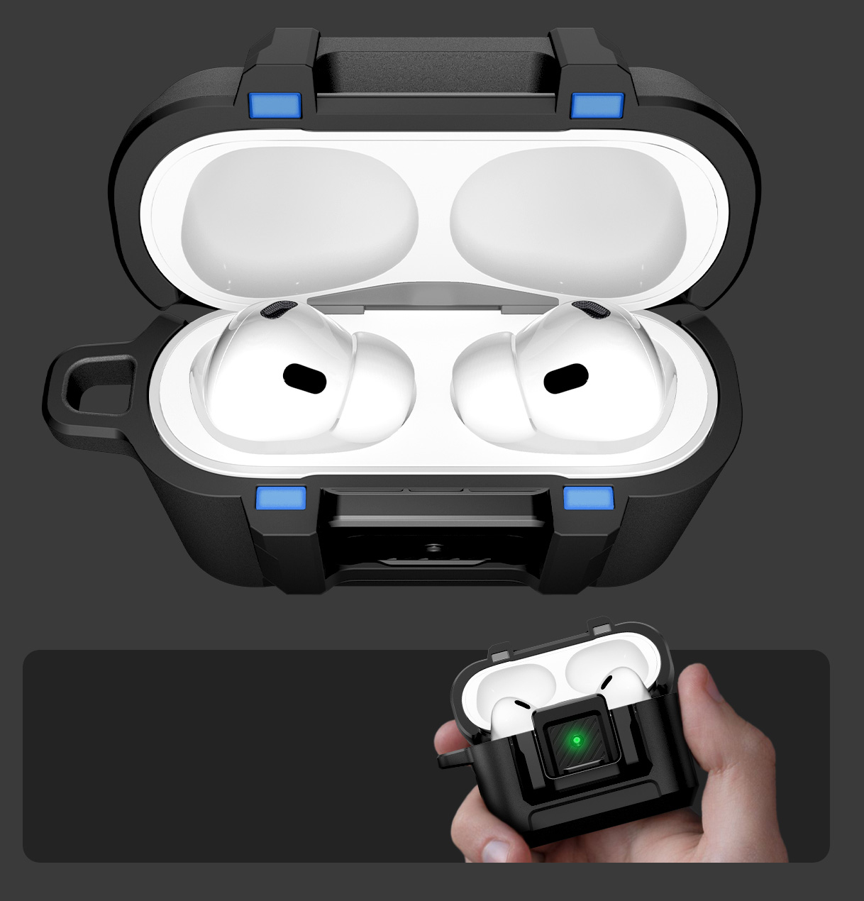 Oryginalne etui od marki Spigen z serii Lock Fit dla AirPods Pro 3, czarne