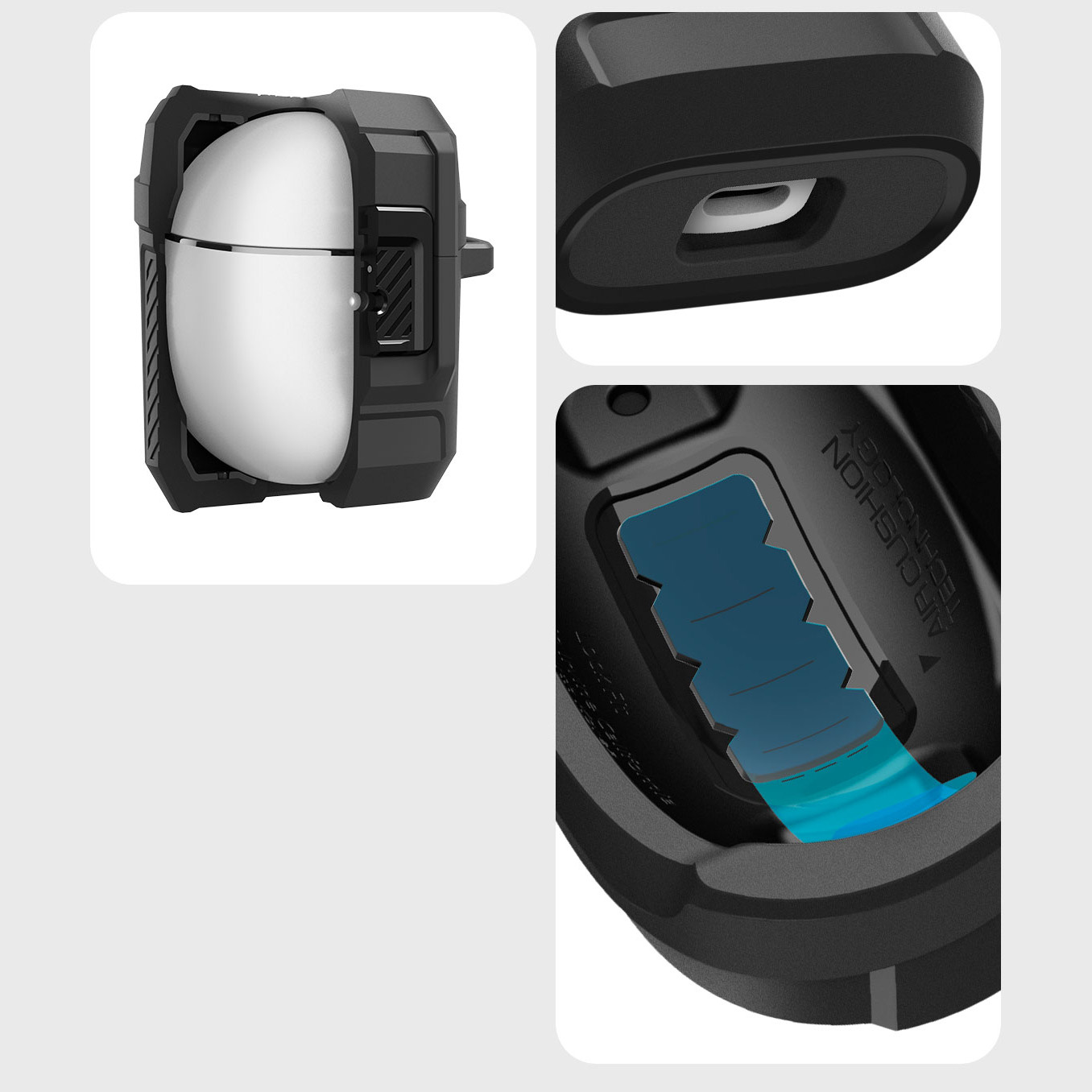 Etui Spigen Lock Fit do Google Pixel Buds 2a, czarne matowe
