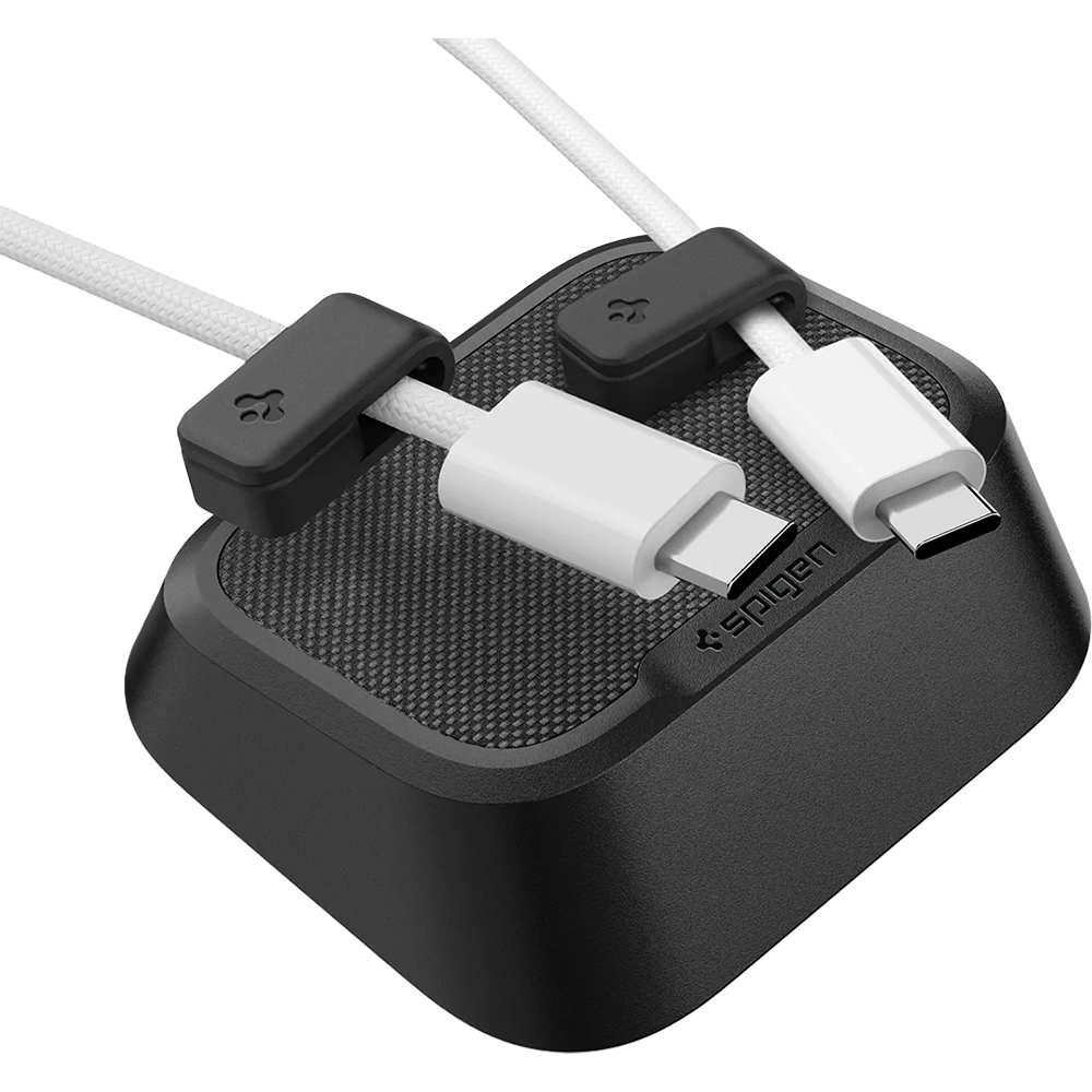 Spigen Magnetic Cable Holder, wygodny organizer kabli biurkowy, stabilny i magnetyczny, czarny