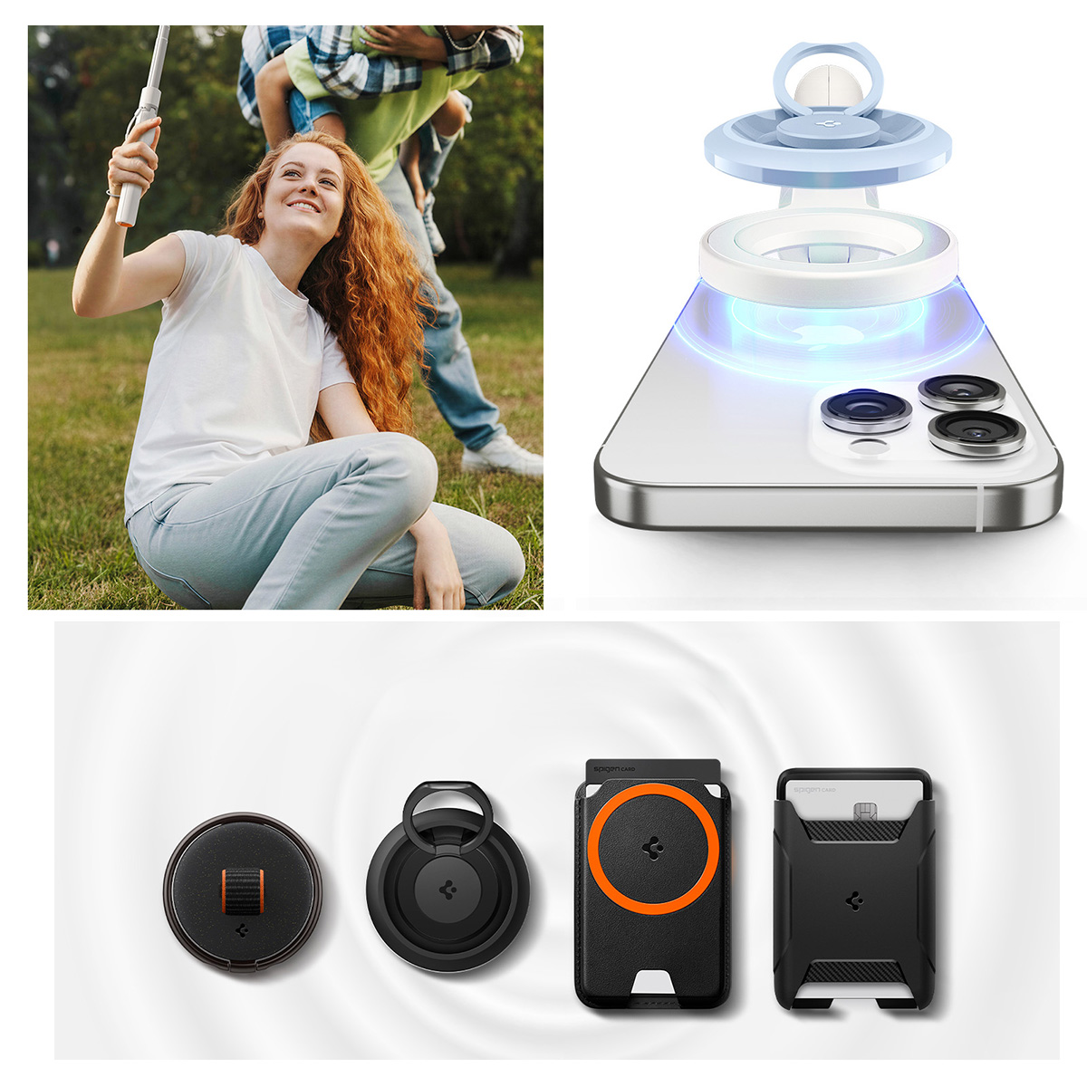Spigen Selfie Stick Tripod S582W, składany tripod bluetooth, beżowy