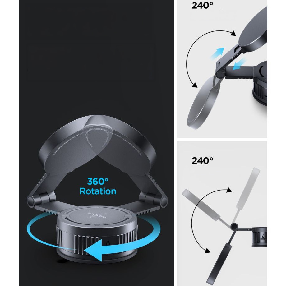 Spigen MFT35-1, uchwyt MagSafe z obrotem 360 stopni i wysuwanym ramieniem, czarny