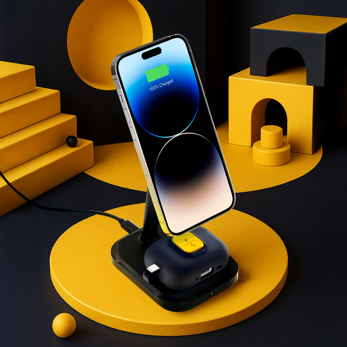 Etui Spigen Nano Pop do Apple AirPods Pro 3, granatowo-żółte