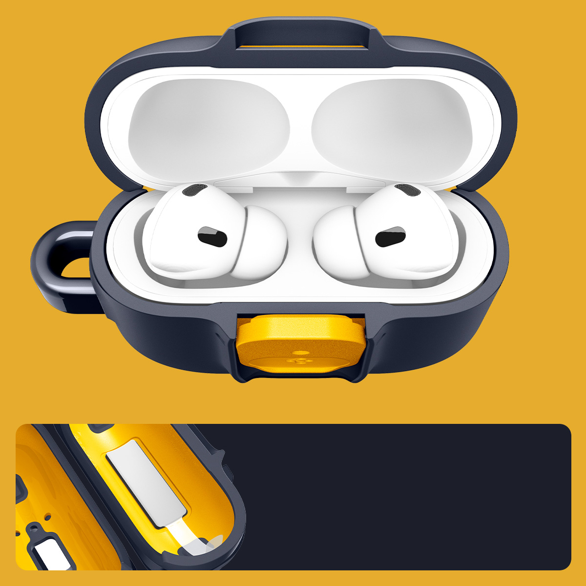 Etui Spigen Nano Pop do Apple AirPods Pro 3, granatowo-żółte
