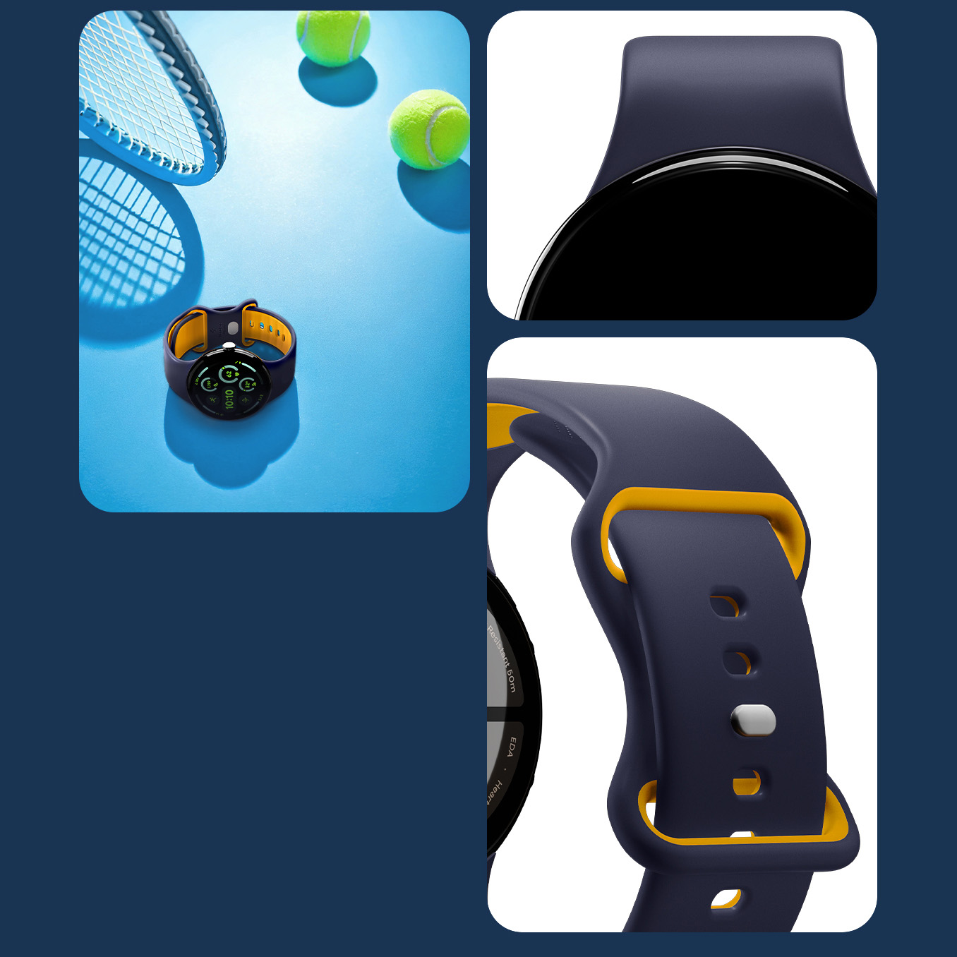 Pasek Spigen Nano Pop do Pixel Watch 4/3/2/1 (41 mm), granatowo-żółty