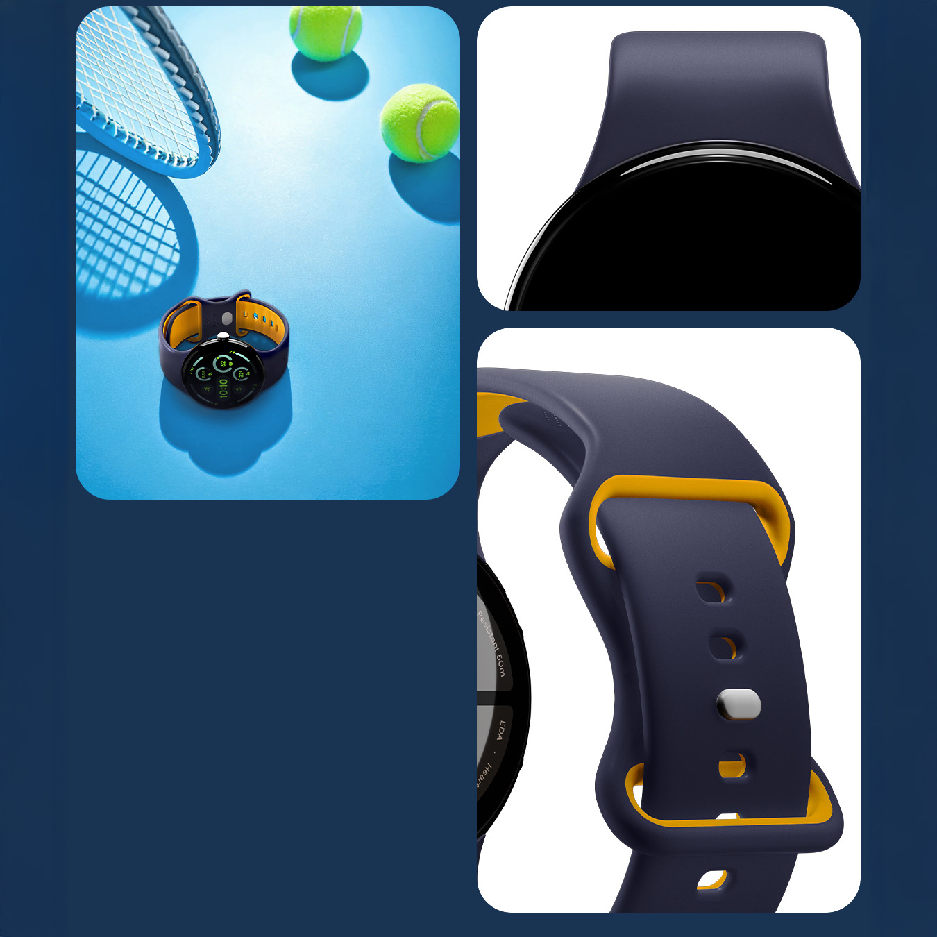Pasek Spigen Nano Pop do Pixel Watch 4/3 (45 mm), granatowo-żółty