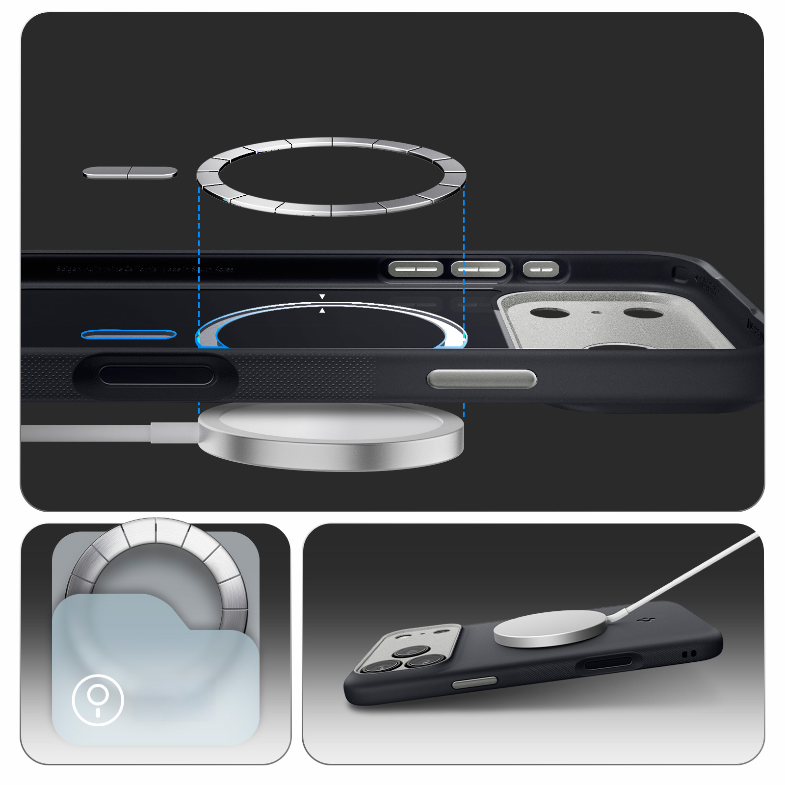 Etui Spigen Nano Pop Mag do MagSafe do Apple iPhone 17 Pro, czarno-szare