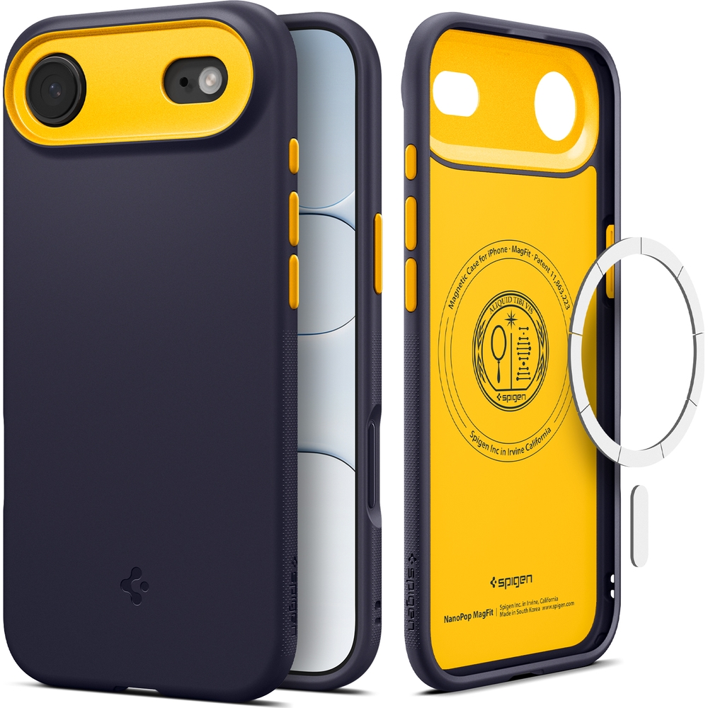 Etui Spigen Nano Pop Mag do MagSafe do Apple iPhone Air, granatowo-żółte