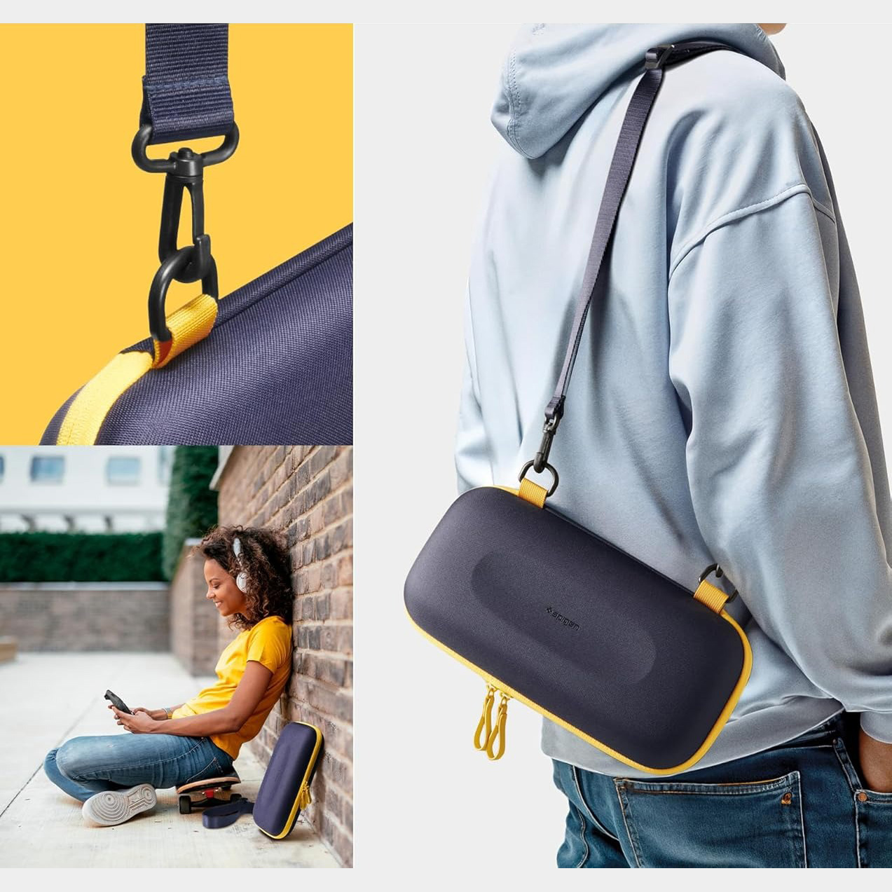 Etui Spigen Nano Pop Pro Pouch do Nintendo Switch 2, granatowo-żółte