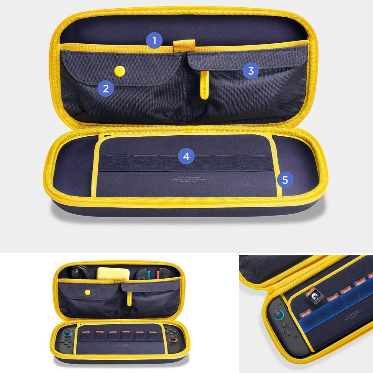 Etui Spigen Nano Pop Pro Pouch do Nintendo Switch 2, granatowo-żółte