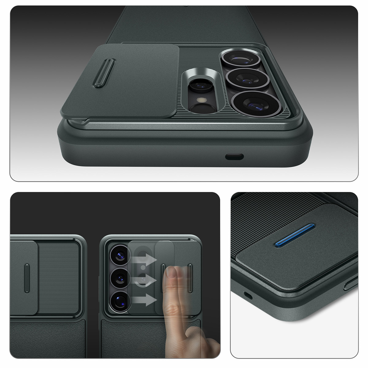 Etui z osłoną obiektywów Spigen Optik Armor do Samsung Galaxy S26 Ultra, zielone