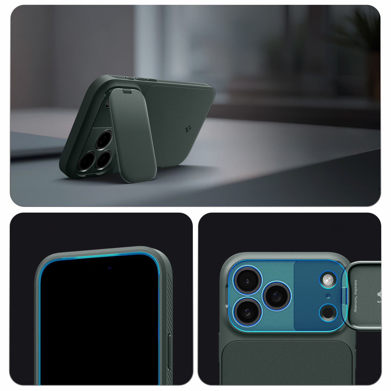 Etui Spigen Optik Armor Mag MagSafe do Apple iPhone 17 Pro, zielone